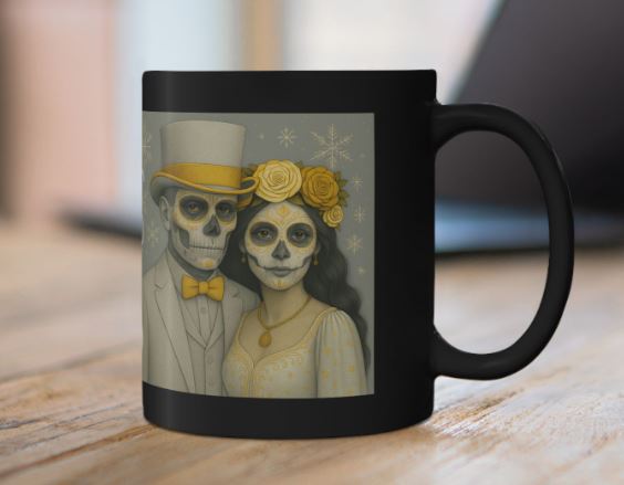 December Day of the Dead mug winter couple design mockup Noni Ross Creations