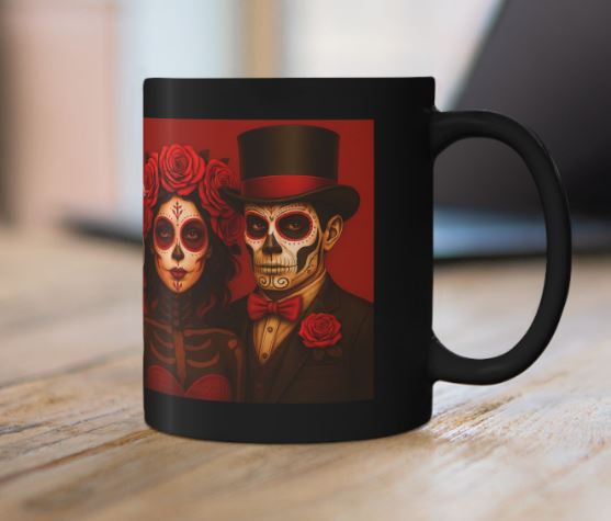 February Day of the Dead mug red couple design mockup Noni Ross Creations
