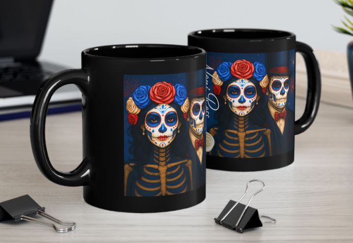 July gothic patriotic couple mug fireworks design kitchen mockup ceramic mug