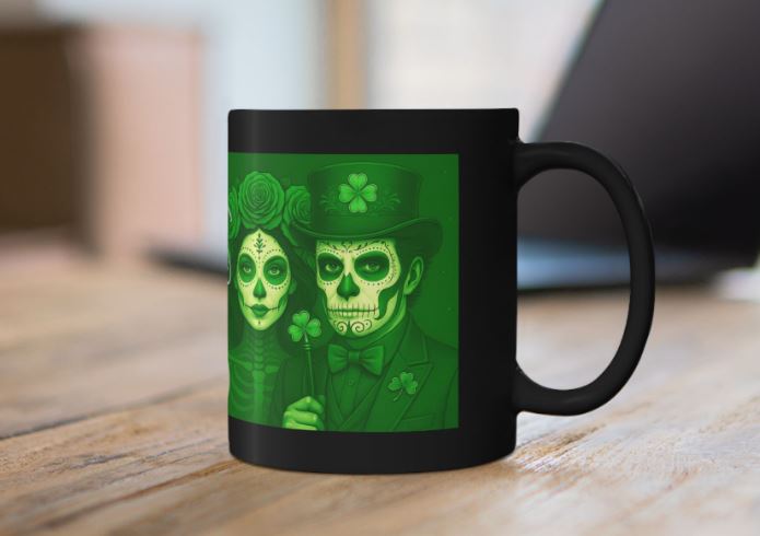 March Day of the Dead mug green couple design mockup Noni Ross Creations