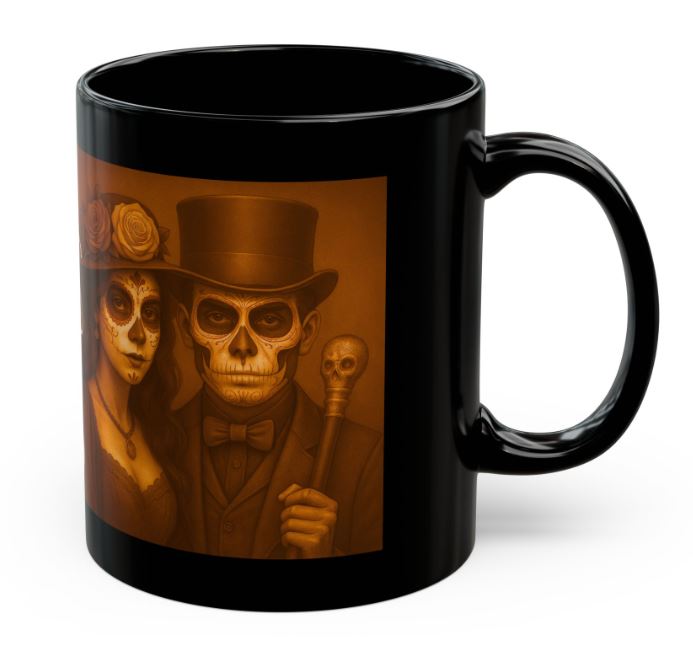 November sugar skull couple mug autumn harvest Day of the Dead king queen right side