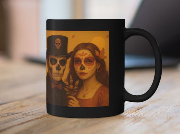 September Day of the Dead mug autumn couple design mockup Noni Ross Creations