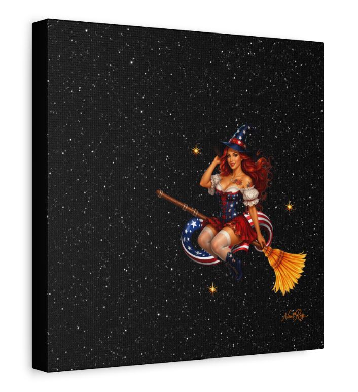 side view of stretched canvas showing depth and wooden frame with matte finish
