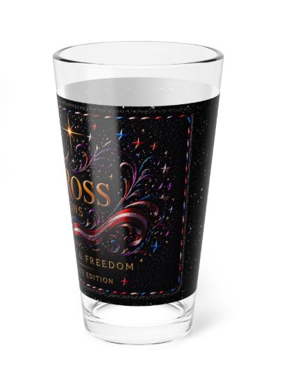 Right side angle of signature series glass with vibrant celestial artwork