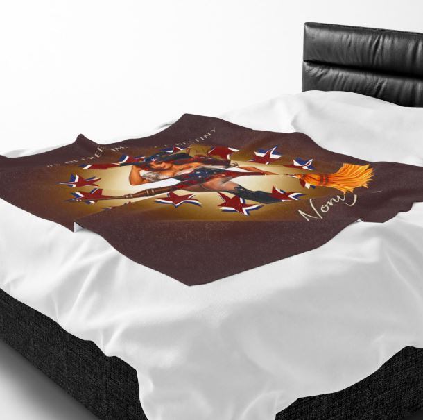 Close lifestyle mockup of soft velveteen blanket highlighting comfort and vibrant design