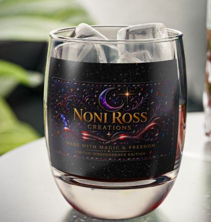 NRC signature wine tumbler glass styled in bar setting with elegant lighting and reflective glass surface