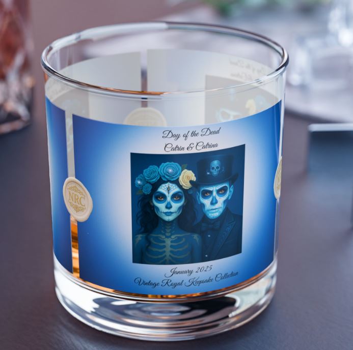 vintage royal catrina and catrin glass styled as 10oz lowball whiskey glass product mockup