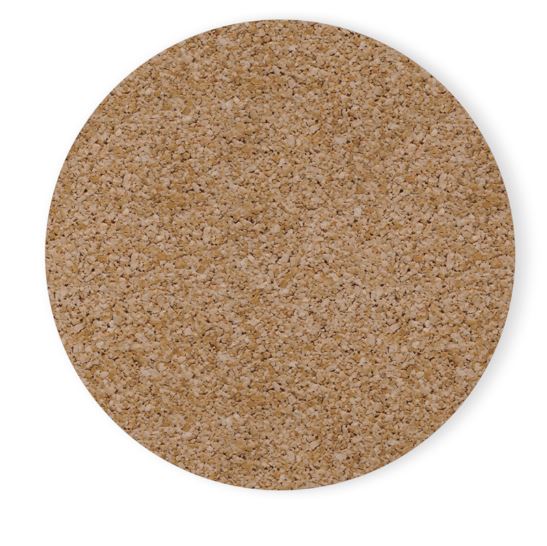 Back view of round cork coaster showing natural cork base for non slip protection